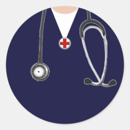 Sticker Rond Médecin Hospital Scrubs Navy