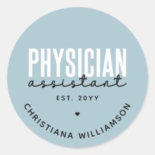 Sticker Rond Médecin personnalisé Assistant PA Graduation