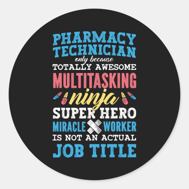 Sticker Rond Médecine Héros Technicien en pharmacie Pharmacie (Devant)