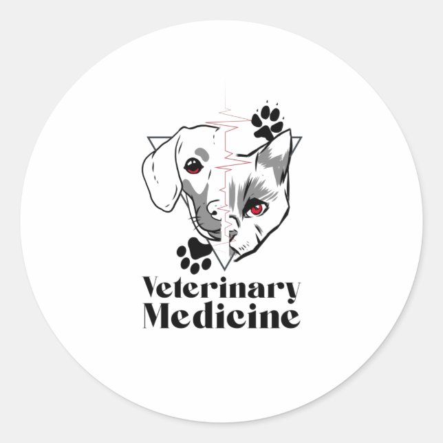 Sticker Rond Médecine vétérinaire (Devant)