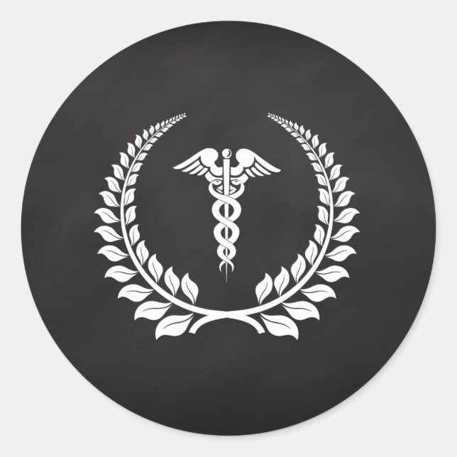 Sticker Rond Medical Caduceus Laurel (Devant)