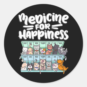 Sticker Rond médicament pour le bonheur boîte de pilule animaux