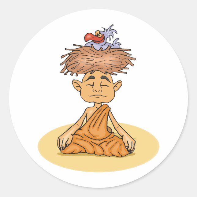 Sticker Rond Méditation amusante (Devant)