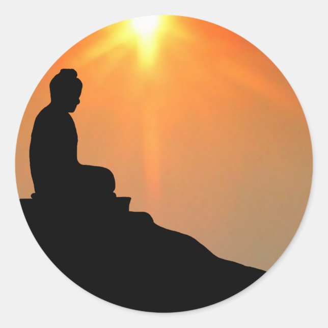 Sticker Rond Méditation de bouddha (Devant)