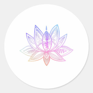 Sticker Rond Méditation de Lotus Flower Yoga Gradient jaune ble