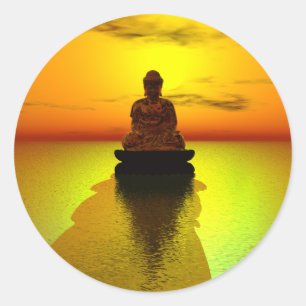 Sticker Rond Méditation d'or 3