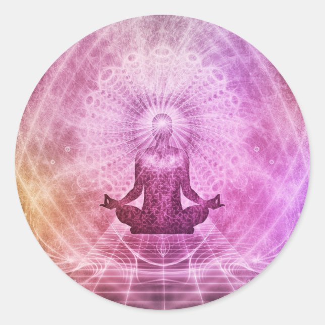Sticker Rond Méditation du Yoga de Mandala (Devant)