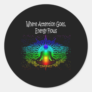 Sticker Rond Méditation Là où l'attention va, l'énergie coule Y