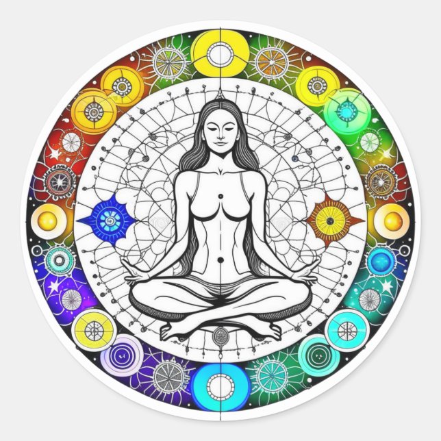 Sticker Rond Méditation paisible et sereine (Devant)