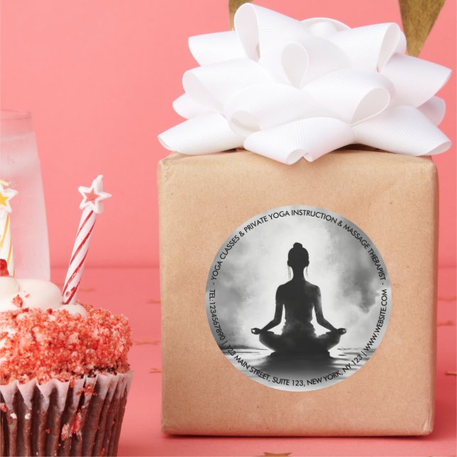 Sticker Rond Méditation Yoga Instructeur Lotus Pose Peinture à  (Fête)