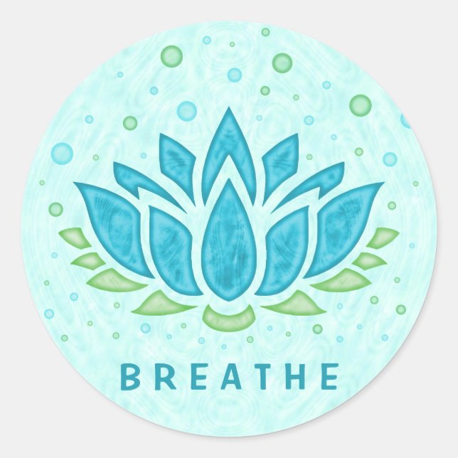 Sticker Rond Méditation Yoga Lotus Fleur Zen | Modèle de texte (Devant)