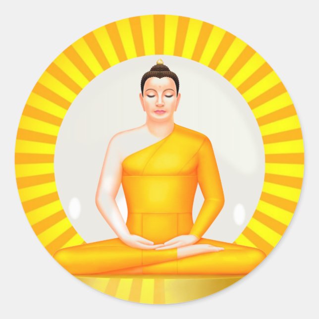 Sticker Rond Méditer l'autocollant Bouddha (Devant)