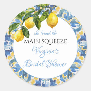 Sticker Rond Mediterranéen Fête de mariage Lemon Main Squeeze