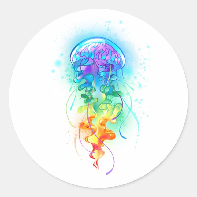 Sticker Rond Méduse arc-en-ciel (Devant)