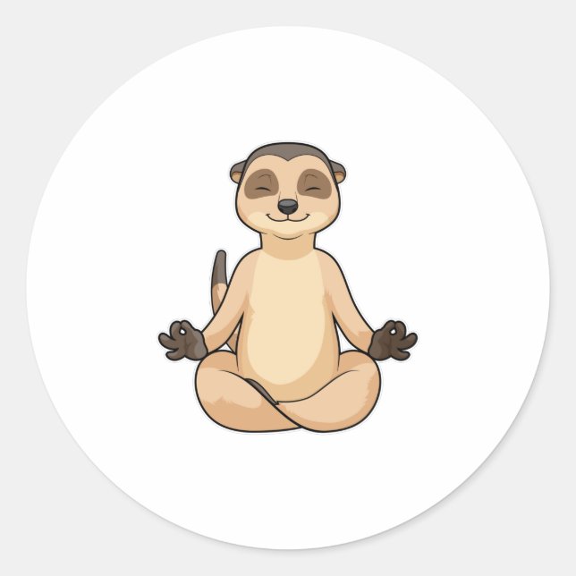 Sticker Rond Meerkat à la méditation de Yoga (Devant)