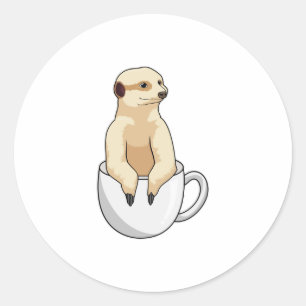 Sticker Rond Meerkat avec la coupe du café