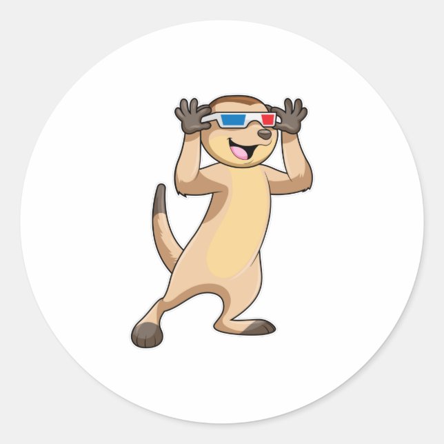 Sticker Rond Meerkat avec lunettes (Devant)