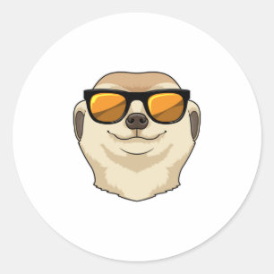 Sticker Rond Meerkat avec lunettes de soleil