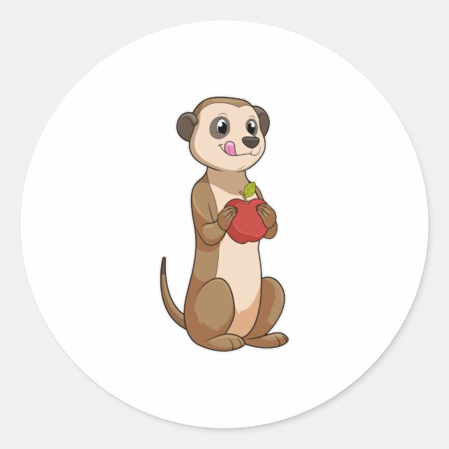 Sticker Rond Meerkat avec pomme (Devant)