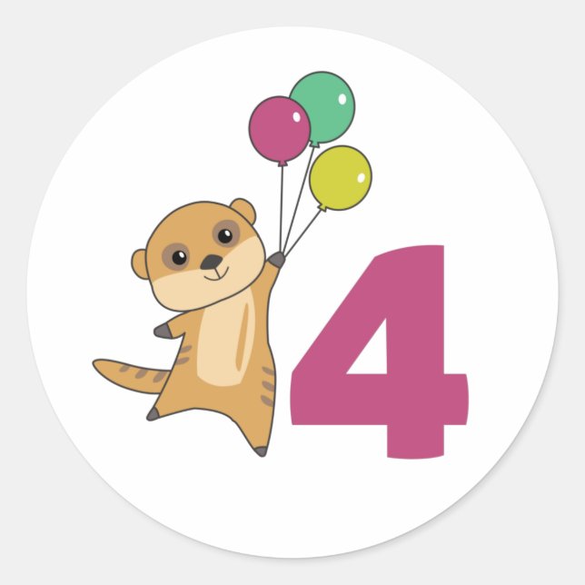 Sticker Rond Meerkat Balloons d'anniversaire Enfants Classic Ro (Devant)