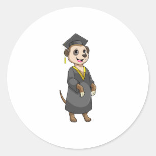 Sticker Rond Meerkat comme étudiant avec diplôme