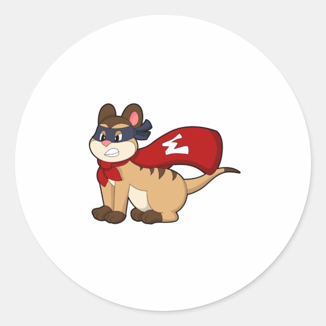 Sticker Rond Meerkat en héros avec masque (Devant)