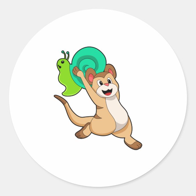 Sticker Rond Meerkat with Snail.PNG (Devant)