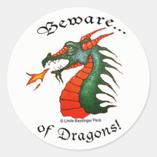 Sticker Rond Méfiez-vous des dragons