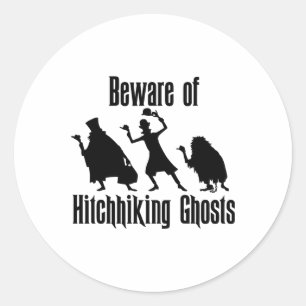 Sticker Rond Méfiez-Vous Des Fantômes D'Halloween Drôle