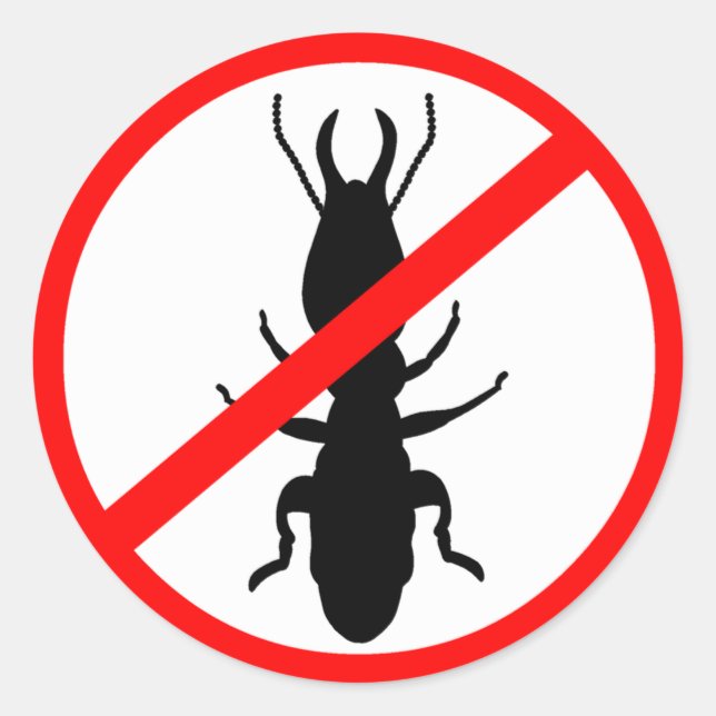 Sticker Rond Méfiez-vous des Termites (Devant)