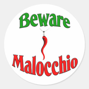 Sticker Rond Méfiez-Vous Du Malocchio (Oeil Mal)