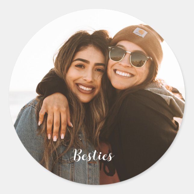 Sticker Rond Meilleur Ami Besties Photo personnalisée (Devant)