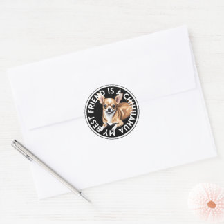 Sticker Rond Meilleur ami Chihuahua