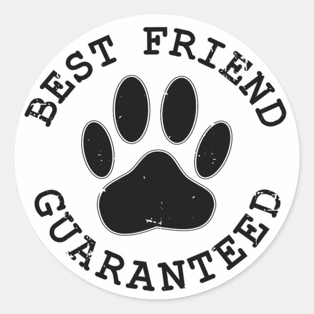 Sticker Rond Meilleur Ami Garanti De Chien En Perte (Devant)