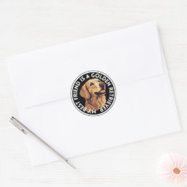 Sticker Rond Meilleur ami Golden Retriever