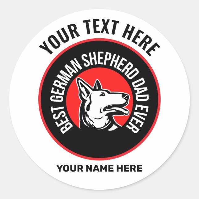 Sticker Rond Meilleur berger allemand papa jamais (Devant)