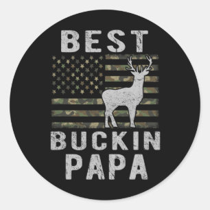 Sticker Rond Meilleur Bucking Papa Camouflage Drapeau Américain