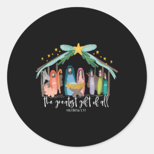 Sticker Rond Meilleur Cadeau De Tous Les Jésus-Noël Christian M