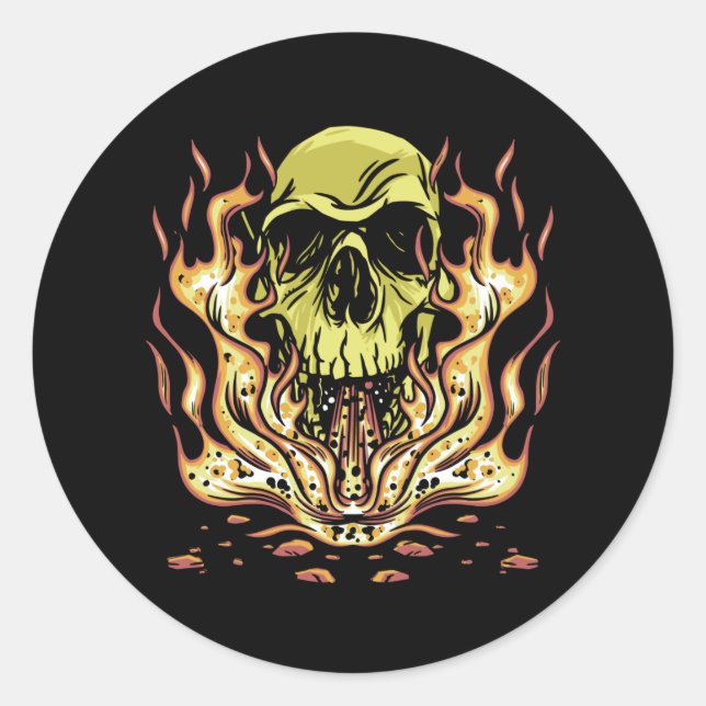 Sticker Rond Meilleur cadeau pour le crâne Flames (Devant)