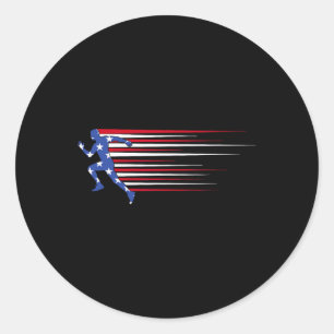 Sticker Rond Meilleur cadeau Usa American Flag Athlétisme Team