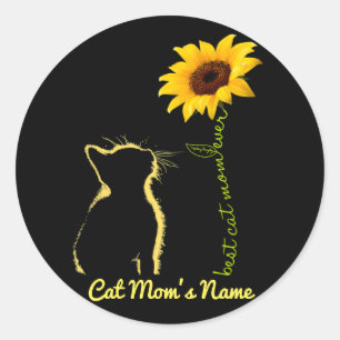 Sticker Rond Meilleur Chat Maman toujours Sunflower Chat Mommy