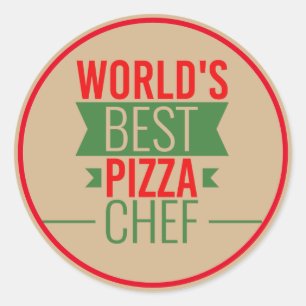 Sticker Rond Meilleur chef de pizza du monde - vert rouge
