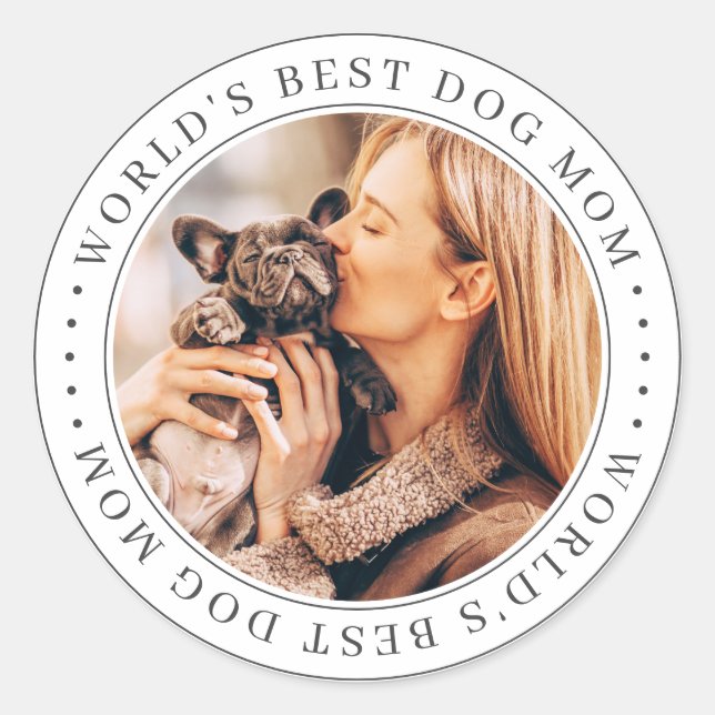 Sticker Rond Meilleur Chien au monde maman classique Photo simp (Devant)
