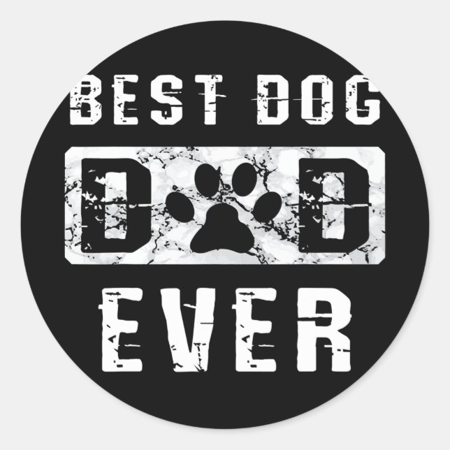 Sticker Rond Meilleur Chien Papa Jamais American Patriotique Ch (Devant)