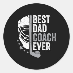 Sticker Rond Meilleur coach papa Fête des Pères Hockey