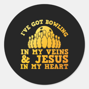 Sticker Rond Meilleur Conception De Bowling Pour Hommes Femmes