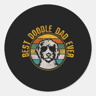 Sticker Rond Meilleur Doodle Papa Jamais Goldendoodle Golden Do