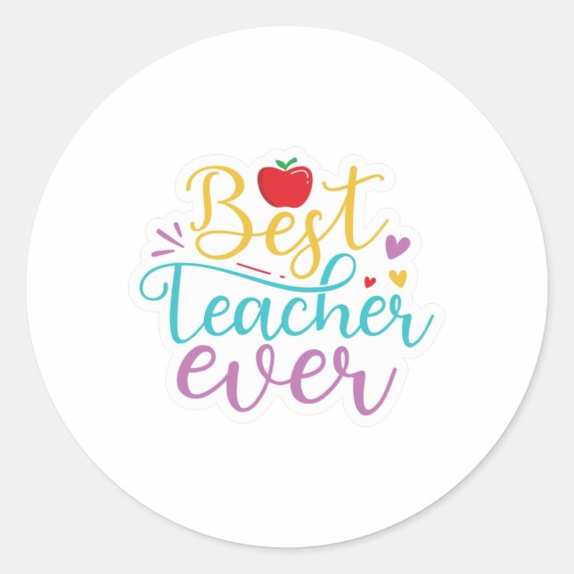 Sticker Rond Meilleur enseignant jamais (Devant)