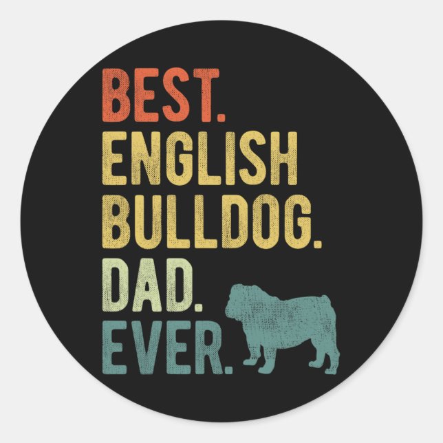 Sticker Rond Meilleur Français Buldog Papa Ever Chien Daddy Pèr (Devant)