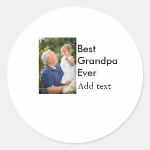 Sticker Rond Meilleur grand-père jamais ajouter photo nom class
